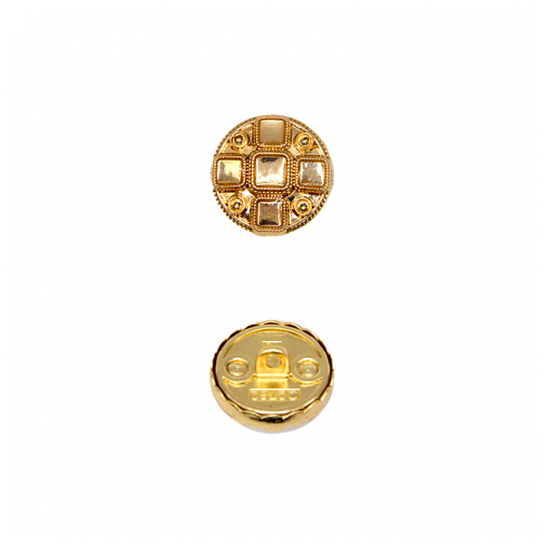 Пуговица металлическая, 28L, цвет золото+желтый