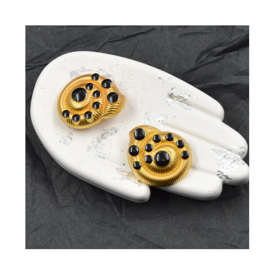 11646ПМ L43 (27мм) матовое золото+черный пуговица металл 11646ПМ