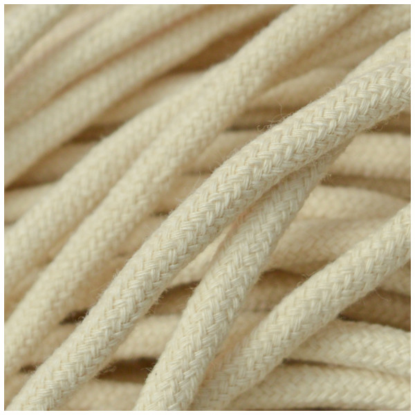 Шнур круглый хлопковый плетельный с наполнителем 6мм цвет 102 бежевый