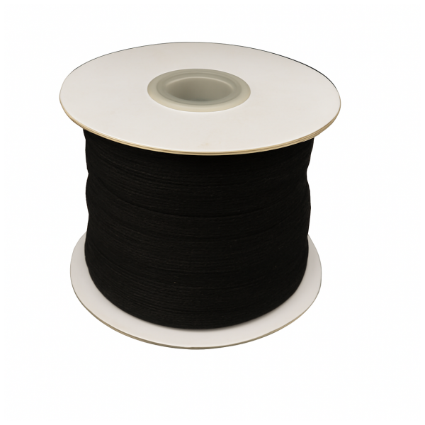 Лента флизелиновая прошитая по косой с ниткой 1см, цвет черный